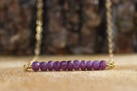 Dainty Ruby Bar Necklace - July Birthstone Necklace