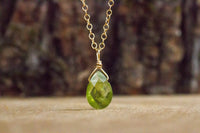 Peridot Necklace - Peridot Jewelry - Gift for Leo Zodiac - August Birthstone Necklace for Her - Crystal Necklace