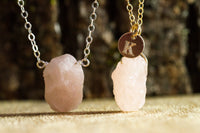 Raw Morganite Necklace - Personalized and Custom Jewelry - Heart Chakra Stone