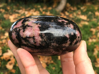 XXL Rhodonite Stone 81mm - Free form Rhodonite - Rhodonite Palmstone - Crystal Grid Tools - Massage Stone - Rhodonite Galet