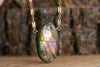 Large Labradorite Pendant Necklace in Gold