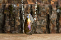 Large Labradorite Pendant Necklace in Silver