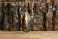 Large Labradorite Pendant Necklace in Silver