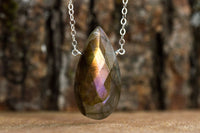 Large Labradorite Pendant Necklace in Silver