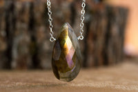 Large Labradorite Pendant Necklace in Silver