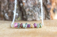 Raw Watermelon Tourmaline Necklace - October Birthstone - Libra Zodiac