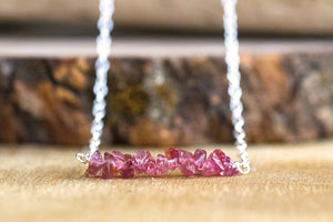 Raw Pink Tourmaline Necklace - October Birthstone
