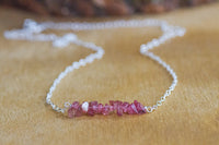 Raw Pink Tourmaline Necklace - October Birthstone