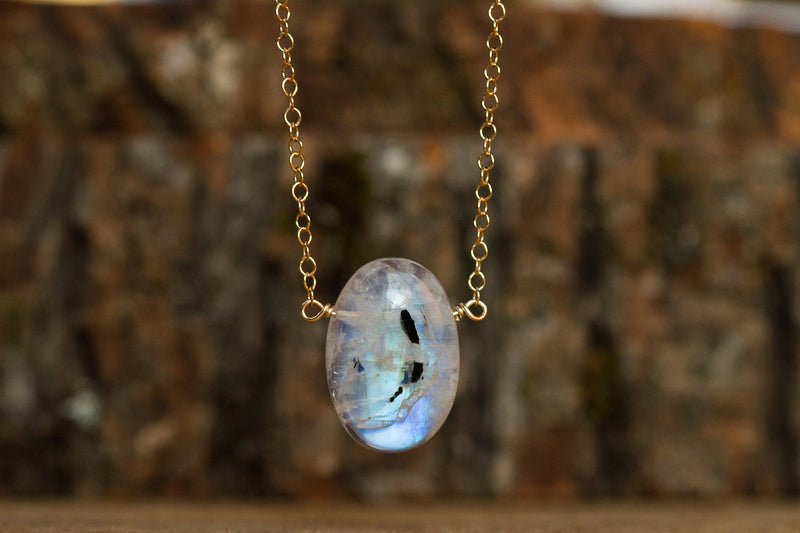 Rainbow Moonstone Pendant Necklace