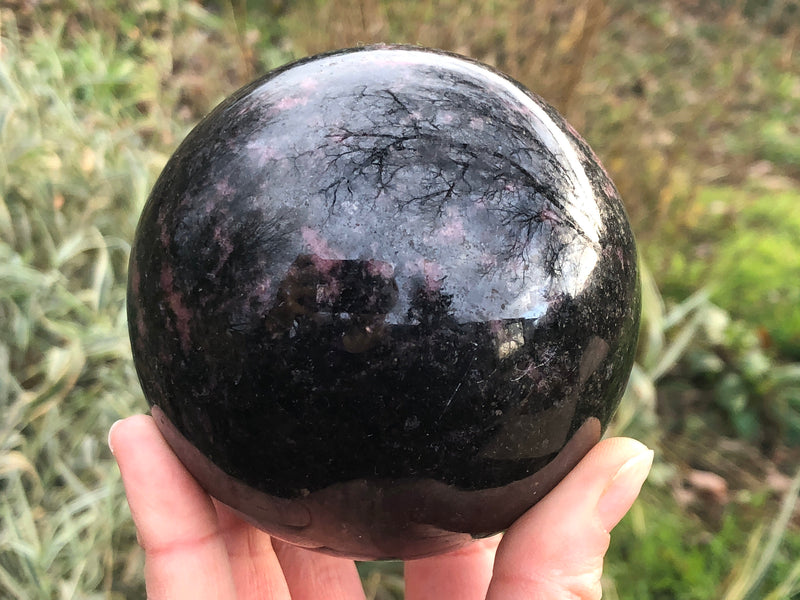 Large Rhodonite Sphere 3.3" AEA - Heart Chakra Stone