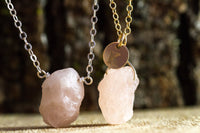 Raw Morganite Necklace - Personalized and Custom Jewelry - Heart Chakra Stone