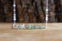 Raw Aquamarine Crystal Bar Necklace - March Birthstone - Pisces Zodiac - Throat Chakra