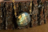 Round Gold Labradorite Pendant Necklace