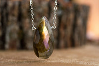 Large Labradorite Pendant Necklace in Silver