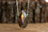 Large Labradorite Pendant Necklace in Silver