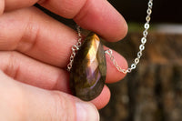 Large Labradorite Pendant Necklace in Silver