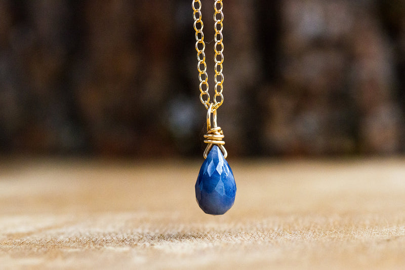 Dainty Sapphire Drop Necklace