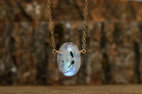 Rainbow Moonstone Pendant Necklace