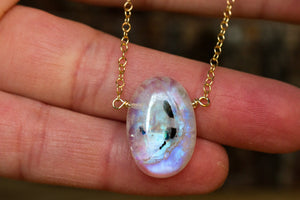 Rainbow Moonstone Pendant Necklace