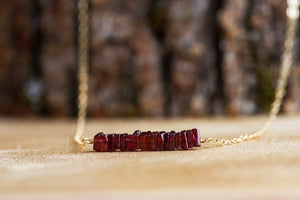 Raw Square Garnet Necklace