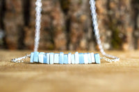 Raw Blue Peruvian Opal Necklace - October Birthstone Necklace