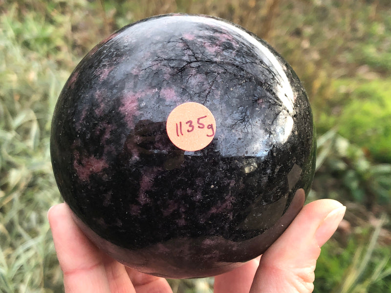 Large Rhodonite Sphere 3.3" AEA - Heart Chakra Stone