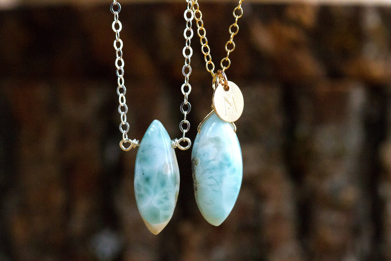 Larimar Pendant Necklace - Throat Chakra Necklace