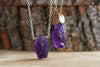 Raw Amethyst Pendant Crystal Necklace - Aquarius Zodiac Necklace