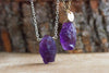 Raw Amethyst Pendant Crystal Necklace - Aquarius Zodiac Necklace