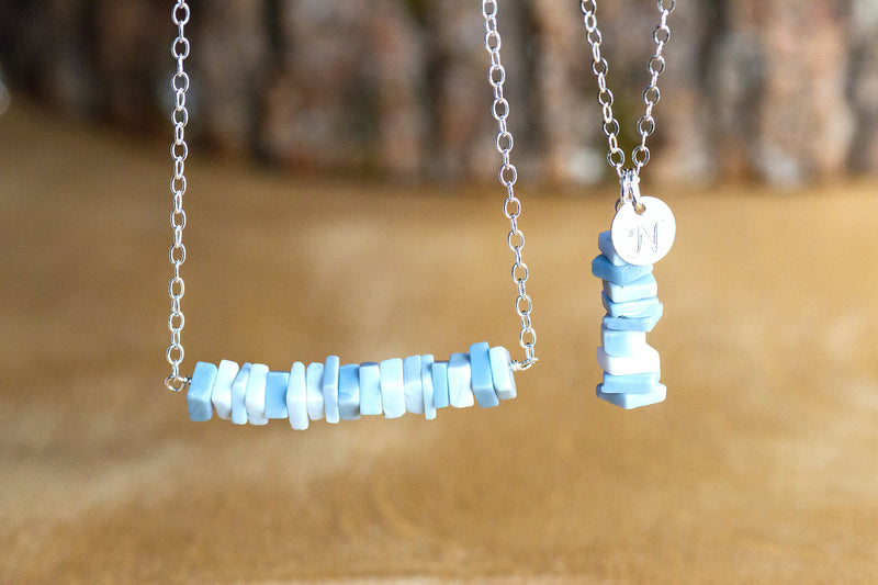 Raw Blue Peruvian Opal Necklace - October Birthstone Necklace