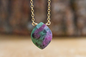 Ruby in Zoisite Necklace - July Birthstone