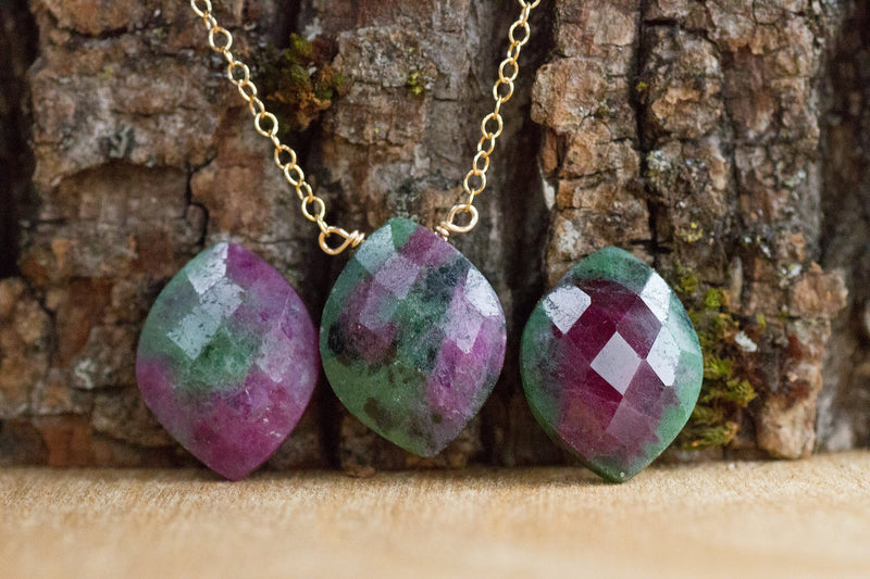 Ruby in Zoisite Necklace - July Birthstone