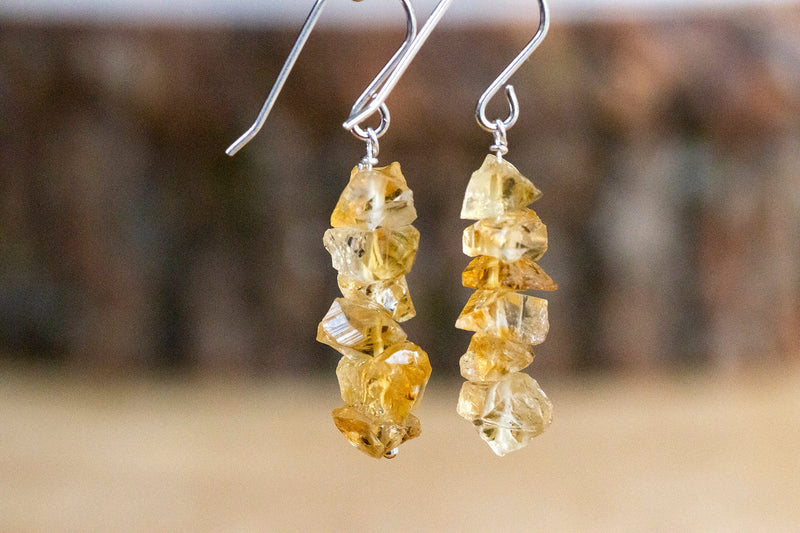 Raw and Rough Citrine Earrings - Gift for Scorpio