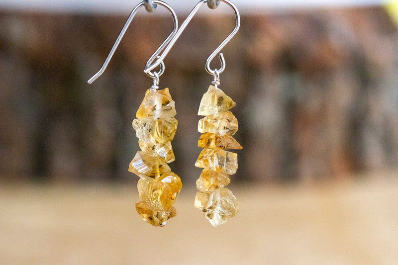 Raw and Rough Citrine Earrings - Gift for Scorpio