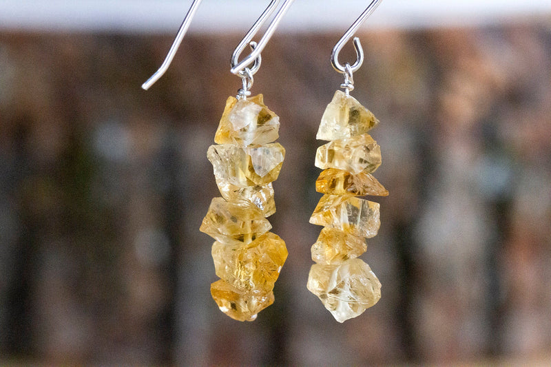 Raw and Rough Citrine Earrings - Gift for Scorpio