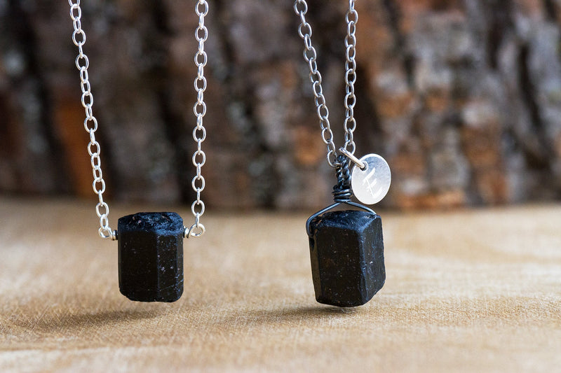 Raw Black Tourmaline Necklace - Libra Zodiac Necklace