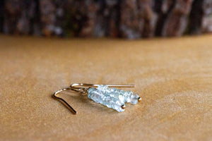 Raw Aquamarine Earrings - March Birthstone - Pisces Zodiac