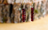 Raw Garnet Earrings - January Birthstone Drop Earrings - Capricorn Zodiac