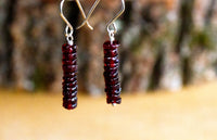 Raw Garnet Earrings - January Birthstone Drop Earrings