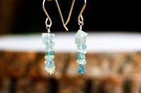 Raw Aquamarine Earrings - Aquamarine Jewelry - Raw Crystal Earrings