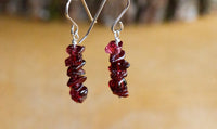 Raw Garnet Earrings -January Birthstone - Capricorn Zodiac