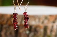 Raw Garnet Earrings -January Birthstone - Capricorn Zodiac