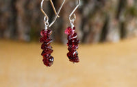 Raw Garnet Earrings -January Birthstone - Capricorn Zodiac