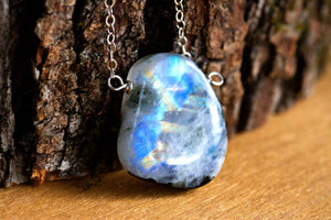 Rainbow Moonstone Pendant Necklace - June Birthstone - Gemini