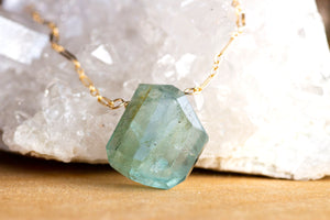 Aquamarine Pendant Necklace in 14K Gold Fill - Pisces Necklace