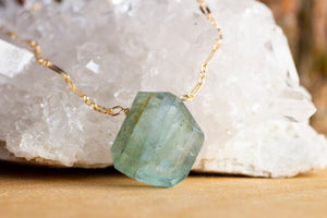 Aquamarine Pendant Necklace in 14K Gold Fill - Pisces Necklace