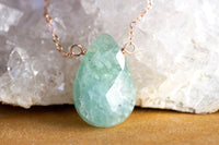 Aquamarine Pendant Necklace in 14K Rose Gold Fill - Pisces Necklace