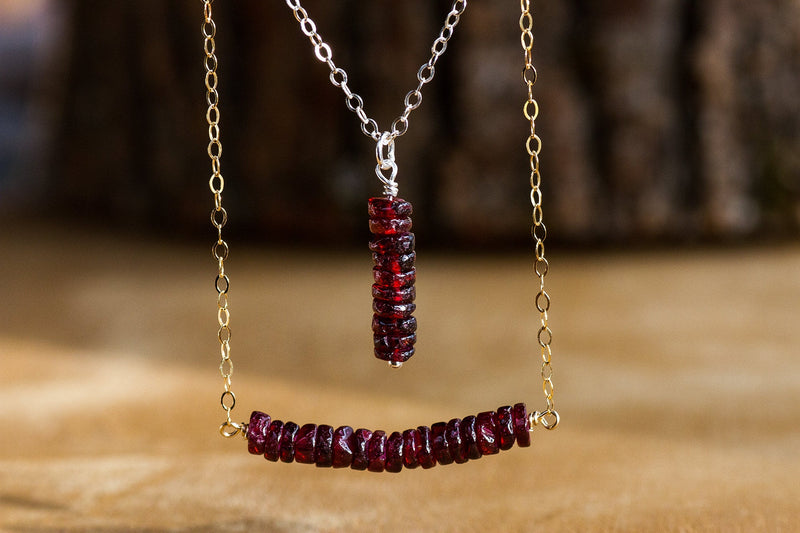 Personalized Raw Garnet Necklace