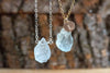 Raw Aquamarine Pendant Necklace - March Birthstone Necklace - Pisces Zodiac Necklace