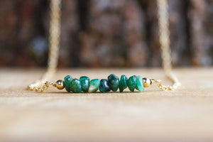 Raw Emerald Necklace - May Birthstone Necklace - Taurus